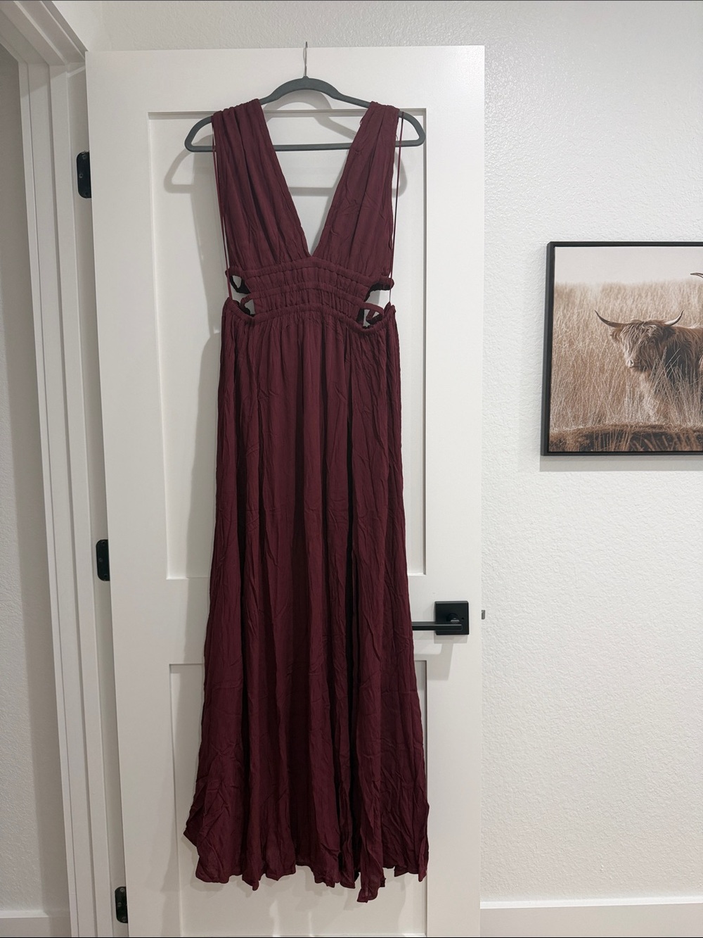 Lovely Day Sleeveless V-Neck Maxi Dress in Burgundy Wine